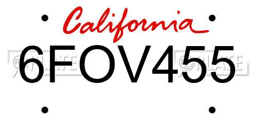 6FOV455 California License Plate