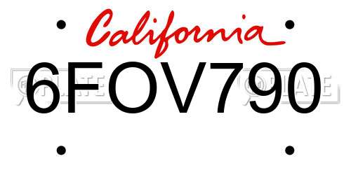 6FOV790 California License Plate