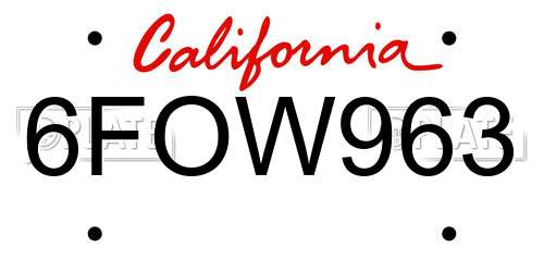 6FOW963 California License Plate