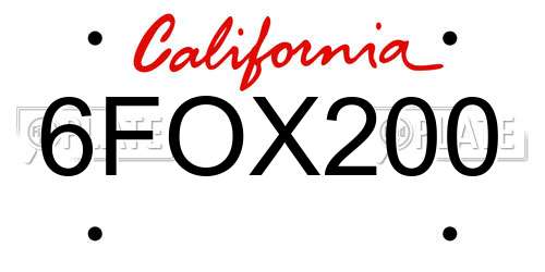 6FOX200 California License Plate