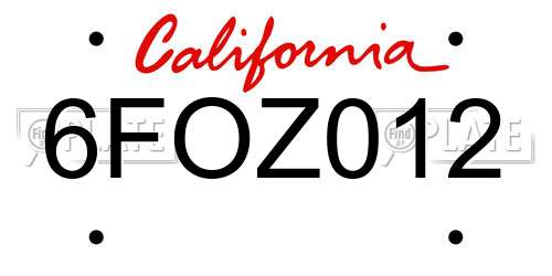 6FOZ012 California License Plate