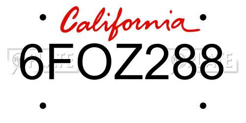 6FOZ288 California License Plate