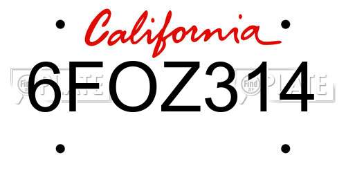 6FOZ314 California License Plate