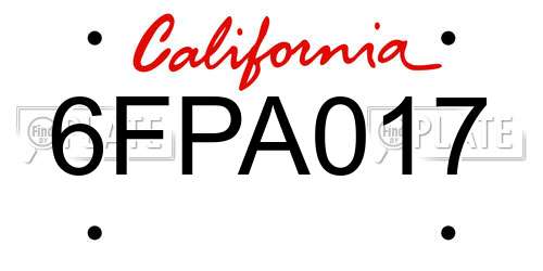 6FPA017 California License Plate