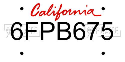 6FPB675 California License Plate