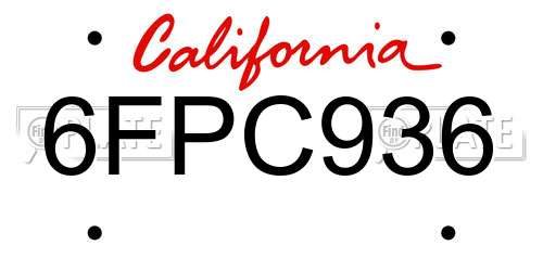 6FPC936 California License Plate