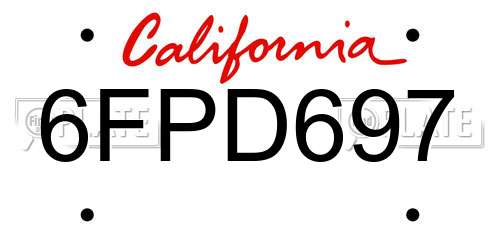 6FPD697 California License Plate