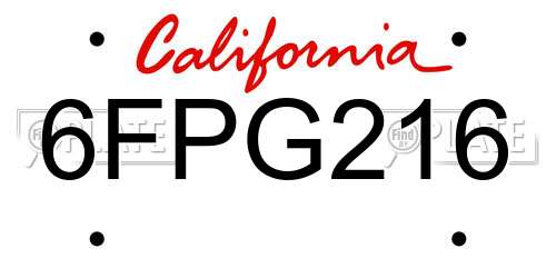 6FPG216 California License Plate