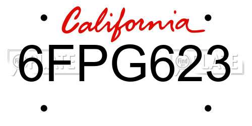 6FPG623 California License Plate