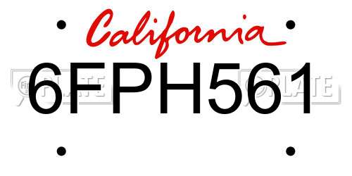 6FPH561 California License Plate