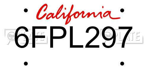 6FPL297 California License Plate