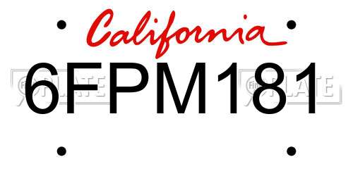 6FPM181 California License Plate