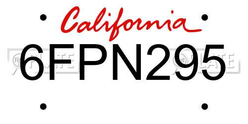 6FPN295 California License Plate