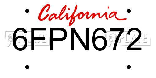 6FPN672 California License Plate