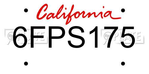 6FPS175 California License Plate