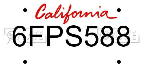 6FPS588 California License Plate