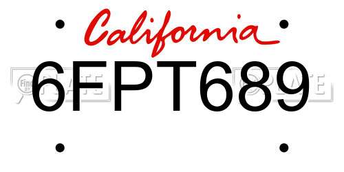 6FPT689 California License Plate