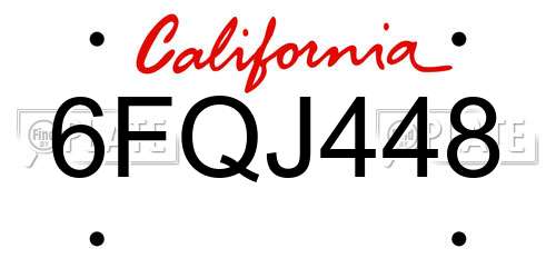 6FQJ448 California License Plate