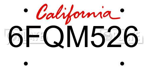 6FQM526 California License Plate