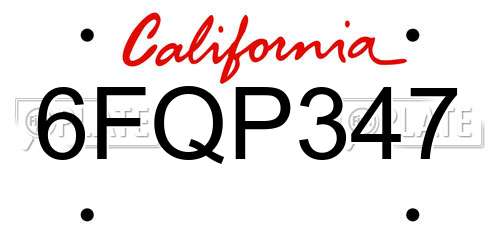 6FQP347 California License Plate
