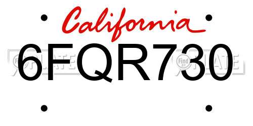 6FQR730 California License Plate