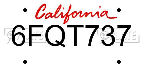 6FQT737 California License Plate