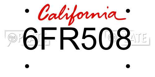 6FR508 California License Plate