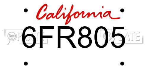 6FR805 California License Plate