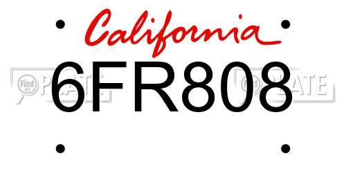 6FR808 California License Plate