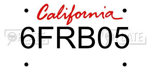 6FRB05 California License Plate