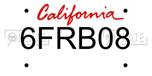 6FRB08 California License Plate