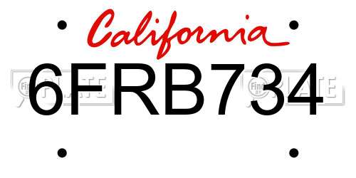6FRB734 California License Plate