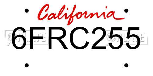 6FRC255 California License Plate