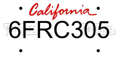6FRC305 California License Plate