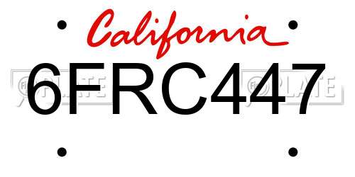 6FRC447 California License Plate