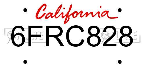 6FRC828 California License Plate