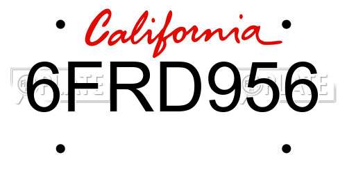 6FRD956 California License Plate