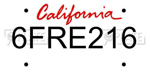 6FRE216 California License Plate