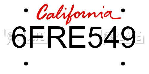 6FRE549 California License Plate