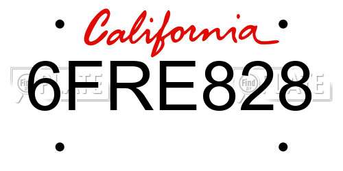 6FRE828 California License Plate