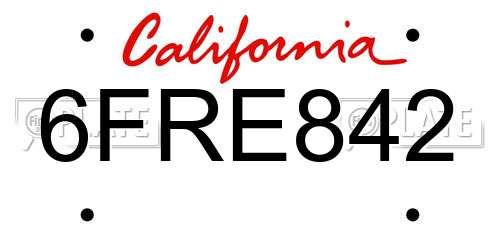 6FRE842 California License Plate