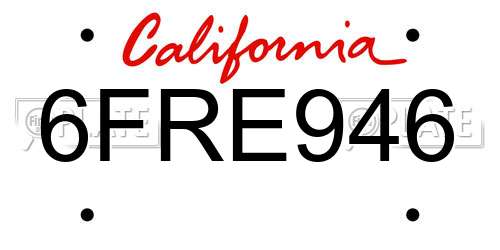 6FRE946 California License Plate