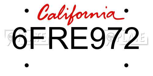 6FRE972 California License Plate