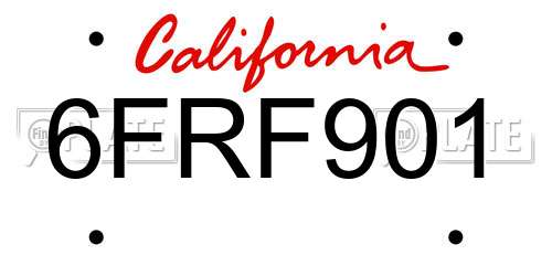 6FRF901 California License Plate