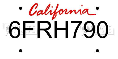 6FRH790 California License Plate