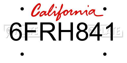 6FRH841 California License Plate