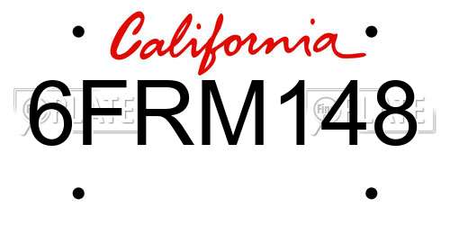 6FRM148 California License Plate