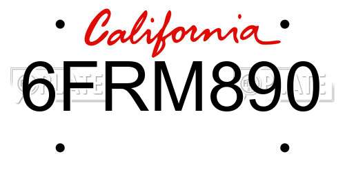 6FRM890 California License Plate