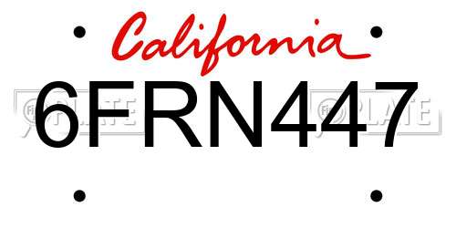 6FRN447 California License Plate