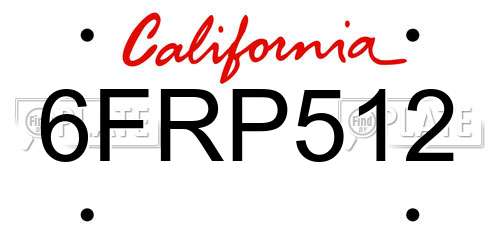 6FRP512 California License Plate